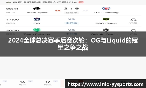 2024全球总决赛季后赛次轮：OG与Liquid的冠军之争之战